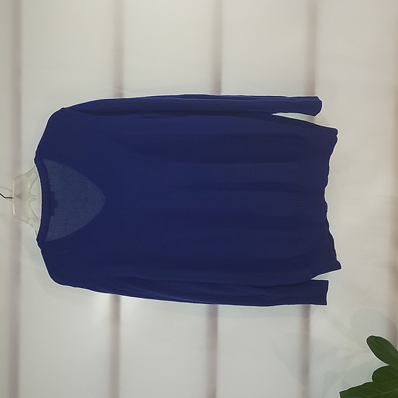 Pre-owned Blue Woman Within Long Sleeve V-Neck Sweater - Picture 4 of 11